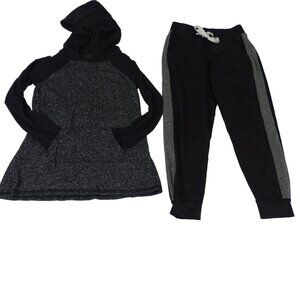 Justice Hoodie and Jogger Outfit Girls Size 6 7 Black Gray Activewear Sportswear